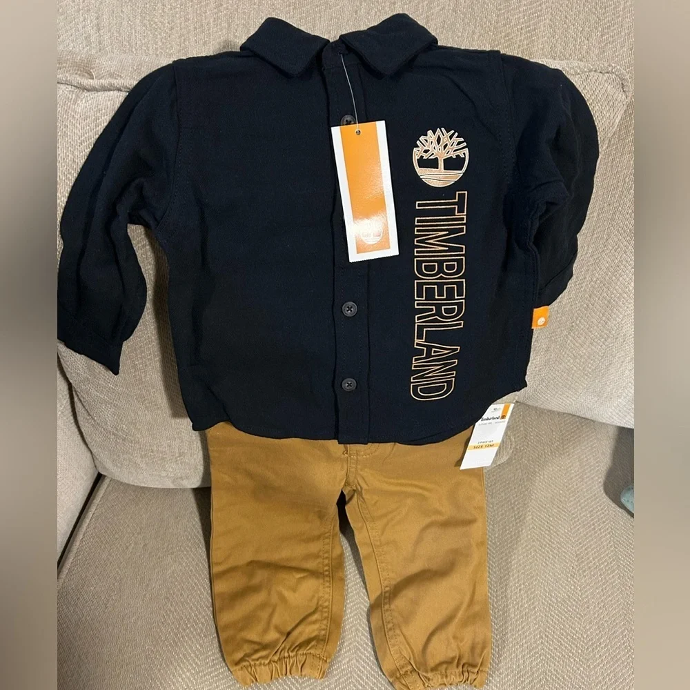 Timberland Black Shirt with Gold Accents
